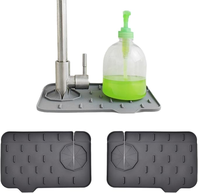 Sink Splash Guard, Pack of 2 Mini Kitchen Faucet Mat, Can be Used on Both Sides, Tap Sink Splash Guard, Splash Guard, Suitable for Kitchen Sink, Bathroom, Corner Sink, Protect Worktop (Black)