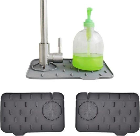 Sink Splash Guard, Pack of 2 Mini Kitchen Faucet Mat, Can be Used on Both Sides, Tap Sink Splash Guard, Splash Guard, Suitable for Kitchen Sink, Bathroom, Corner Sink, Protect Worktop (Black)