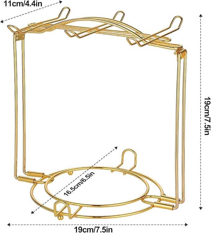 Coffee Cup Holder,Gold Tea Cups and Saucers Display Storage Rack,Metal Organizer for Espresso Cups Spoon and Saucers