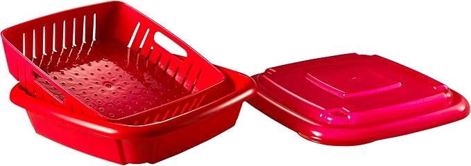 Hutzler 3-in-1 Bitty Box Berry Keeper, Berry Colander & Saver Container, 9oz / 1 Cup Capacity, Red