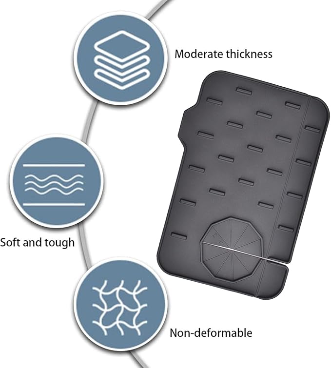 Sink Splash Guard, Pack of 2 Mini Kitchen Faucet Mat, Can be Used on Both Sides, Tap Sink Splash Guard, Splash Guard, Suitable for Kitchen Sink, Bathroom, Corner Sink, Protect Worktop (Black)