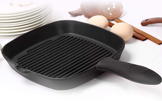 Silicone Hot Handler Holder Reusable Diswasher 6 Pcs Heat Resistant Pot Handle Sleeve Non-Slip Potholder Dishwasher Safe Rubber Grip Handle Cover for Pans, Cast Iron, Griddles, Cookware Handles Black