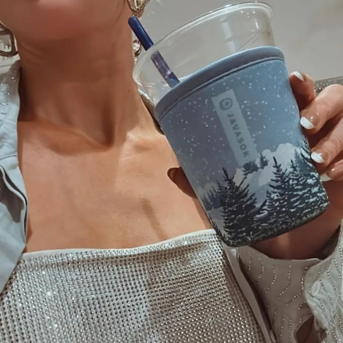 Sok It JavaSok Iced Coffee & Cold Soda Insulated Neoprene Cup Sleeve (Winter Wonderland, Medium: 22-28oz)