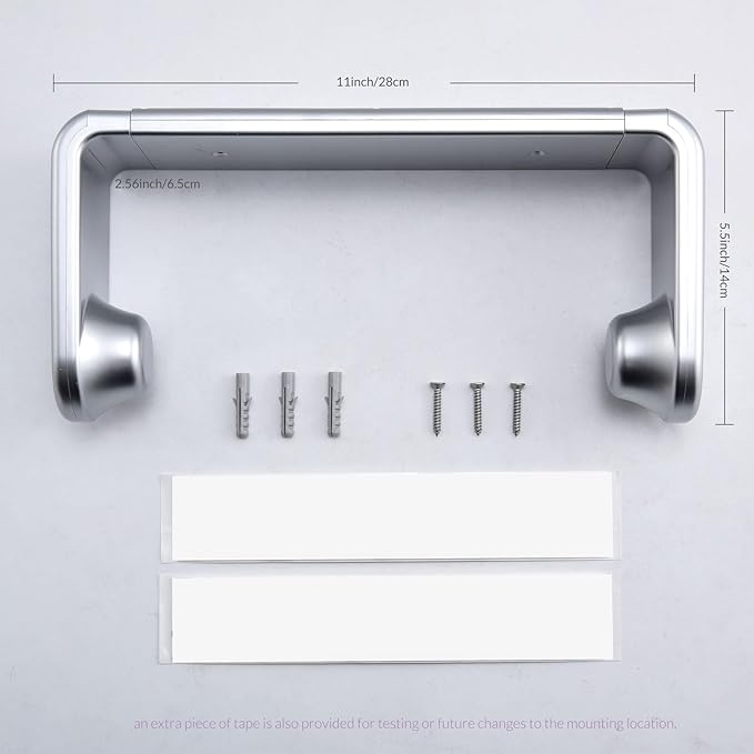 simpletome Paper Towel Holder ONE Hand Tear Adaptive Tension Arm Adjustable Length 9.4-11inch/24-28cm (Silvery)