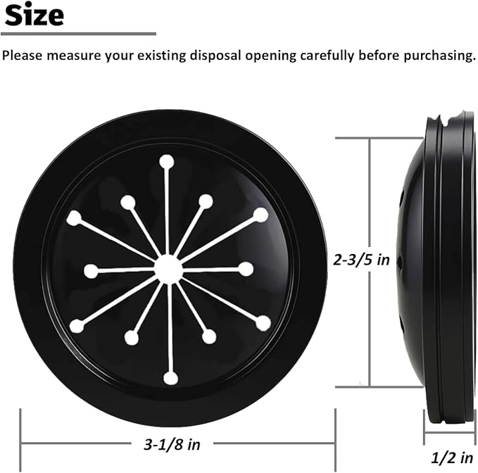 2 Pcs Garbage Disposal Splash Guard 3-1/8, Kitchen Sink Rubber Drain Guard, Sink Baffle, Black Rubber, Compatible with Whirlaway, Waste King.