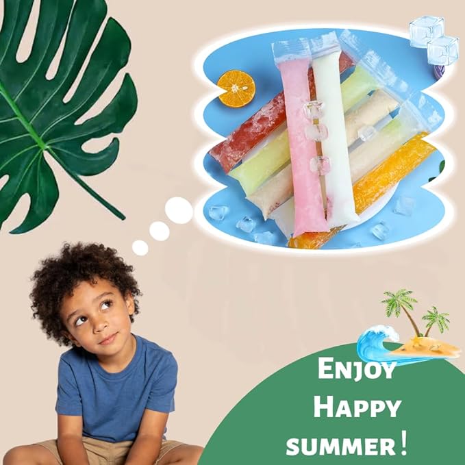 200 packs of disposable ice pops molds with funnels, for making homemade yogurt, juice and smoothie popsicles