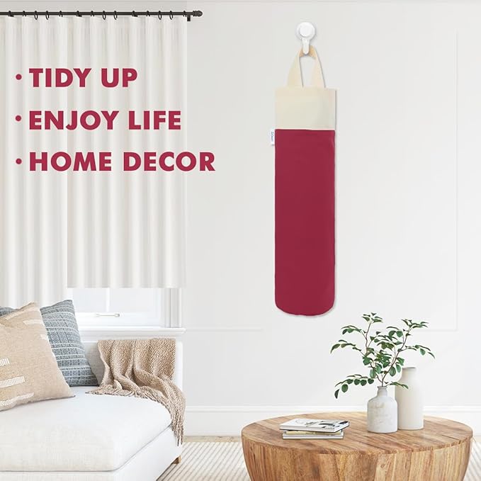 Plastic Bag Holder, Wall Mount Grocery Bag Holder for Plastic Bags Storage, Cotton Shopping Garbage Sack Organizer, Large Trash Bag Dispenser for Home Kitchen Decor