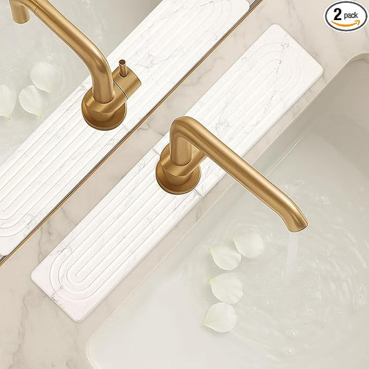 Water Absorbing Stone Drying Mat for Kitchen Counter Diatomite Faucet Mat for Kitchen Sink Quick Dry Stone Mats Bathroom White Sink Protectors Dish Drying Mats Splash Guard Home Essentials Decor