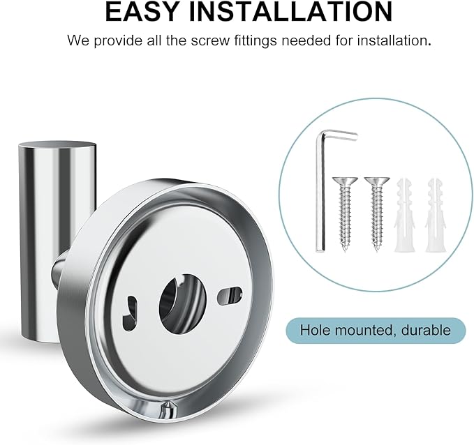 SetSail Towel Hooks for Bathrooms 4 Packs Screw-in Bathroom Towel Hook Wall Mounted Stainless Steel Shower Towel Hooks for Coat Hanging, Mirror Silver