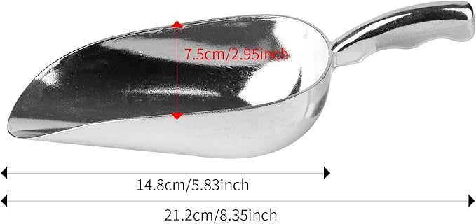 12 Oz Cast Aluminum Bar Ice Scoop Suitable for wedding, buffet (Silver-2pc)