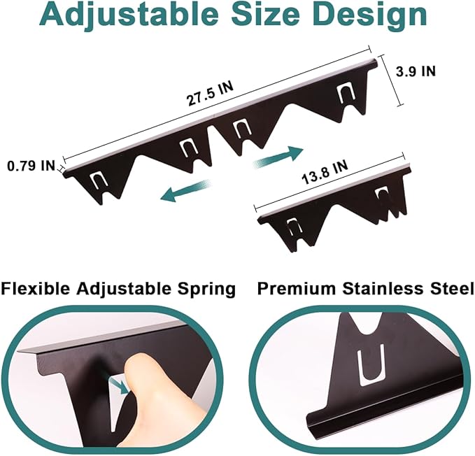 FLSEPAMB Stainless Steel Stove Gap Covers (2 Pack), Adjustable Oven Side Gap Filler, Heat Resistant, Easy to Clean for Countertop and Electric Stove, Adjustable Length 13.8'' to 27.5'', Width 0.79"