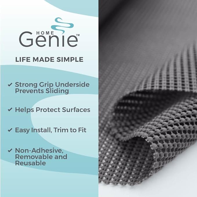 HOME GENIE Shelf Drawer and Cabinet Liner, Durable with Strong Grip, 12 in x 20 FT, Non Adhesive Liners Protect Kitchen Cabinets and Cupboard, Pantry, Bathroom Drawers and Shelves, Desks, Slate Gray