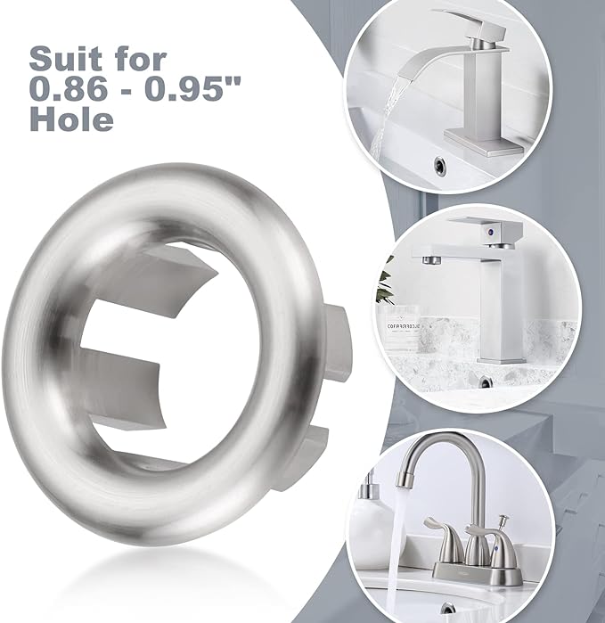 Sink Overflow Ring Brushed Nickel: ARCORA 2 Pack Bathroom Kitchen Sink Basin Trim Overflow Cover Hole Insert Cap