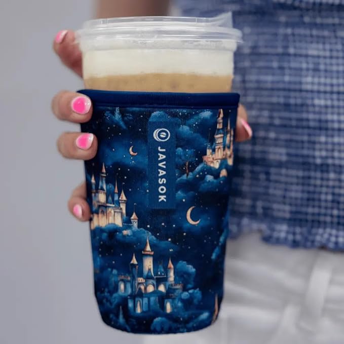 Sok It JavaSok Iced Coffee & Cold Soda Insulated Neoprene Cup Sleeve (Castle in the Sky, Medium: 22-28oz)