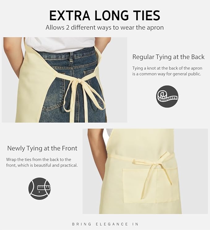 Syntus Apron for Men Women, Adjustable Cooking Kitchen Chef Aprons with 2 Pockets