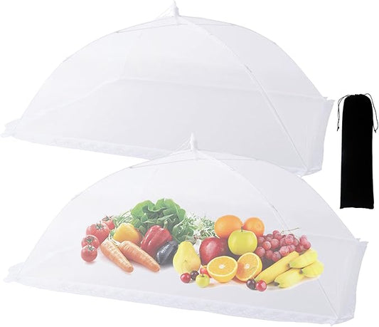 2 Pack Food Covers for Outdoors Mesh Screen Include 2 Extra Large (40"X 24") Food Tents Collapsible Food Covers for Outside, BBQ Party Supplies