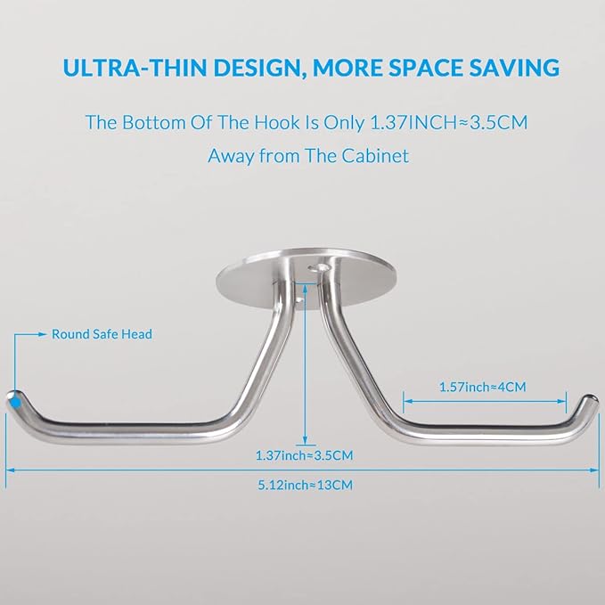 simpletome Mug Hooks Under Cabinet Coffee Cup Organizer Ceiling Storage Hanger for Office Cafe Bar Kitchen Utensils (3Pack, SUS304 Stainless Steel)