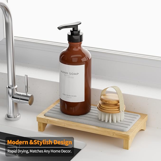 Instant Dry Sink Caddy Diatomite Fast Drying Stone Tray for Kitchen Counter