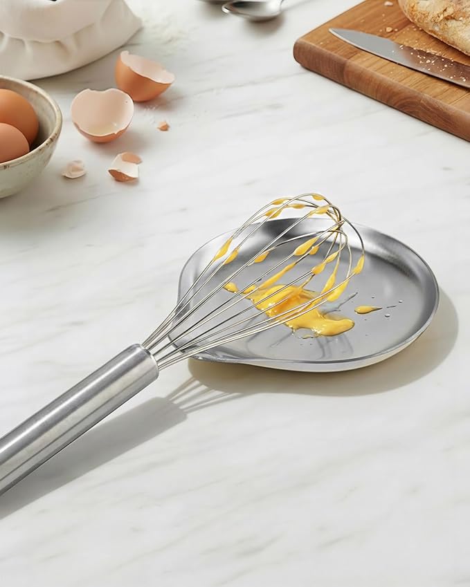 Stainless Steel Spoon Rest, Spatula Ladle Holder, Stainless Steel Utensil Spoon Rest Holder, Brushed Finish, Dishwasher Safe 5.9 x 5.1 Inch (Round Silver 1PC)