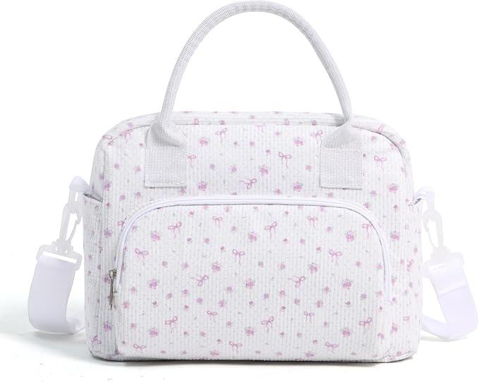 MAMONA Lunch Bag for Women Men Large Capacity Reusable Lunch Box Corduroy Insulated Cooler Tote Bags for Office Picnic