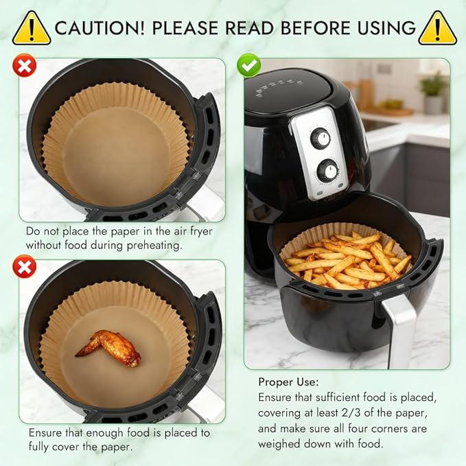 BYKITCHEN 300PCS Small Disposable Air Fryer Liners for 2 to 5QT Airfryer, Round Air Fryer Parchment Paper Liners, Compatible with Ninja AF101 4 QT, CHEFMAN 2 QT, Cosori 2.1QT, Dash 2.6 Quart & More