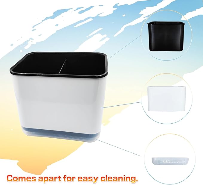Kitchen Dish Brush Holder for Kitchen Sink,Utensil Drying Caddy,Scrubber/Bottle Brush/Sponge Holder,Kitchen Sink Counter Organizer has Removable Drain Tray,Plastic(Black and White)