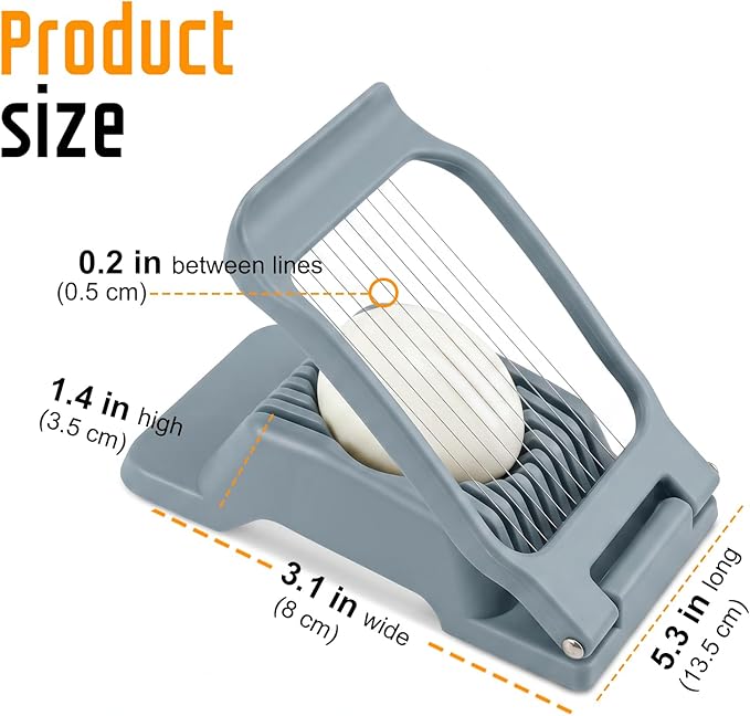 Egg Slicer for Hard Boiled Eggs, Stainless Steel Wire, Heavy Duty Aluminium Egg Cutter Dishwasher Safe for Egg Strawberry Soft Fruit, Blue-Gray