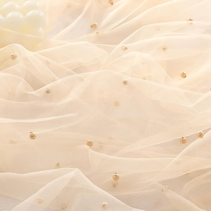 Socomi Pearl Table Runner Tulle Summer Cheesecloth 10FT Gauze Cheese Cloth Sheer Chiffon Wedding Birthday Party Baby Shower Bridal Anniversary Holiday Centerpiece Table Decor 3pcs Peach
