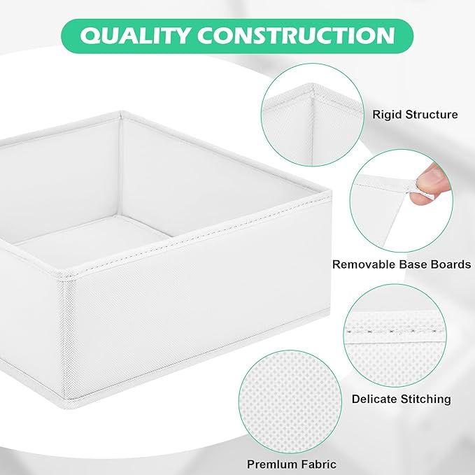 Drawer Clothing Organizer 16-Pack, White 3 Sizes Underwear Drawer Dividers, Fabric Folding Wardrobe Organizer, Can Store Baby Clothes, Bras, Underwear, Panties, Belts, Socks, Ties