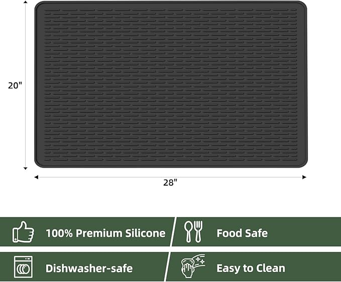 LONGKING Stove top Cover for Electric Stove - Silicone Stove Mat for Glass Top Stove, Glass Cooktop Protector, Dish Drying Mats For Kitchen, Range Covers for Electric Stove (Black, 28 x 20)