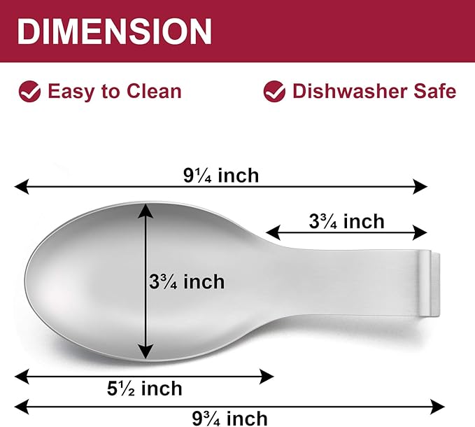Spoon Rest, E-far Stainless Steel Spoon Ladle Holder Spatula Rest for Kitchen Stove Top, Large Size & Dishwasher Safe