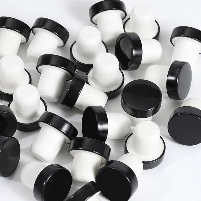 T-shaped Stopper Cork Wine Bottle Stoppers Reusable Wine Sealing Plug for Beer Bottles DIY Craft(Black,20 Pieces)