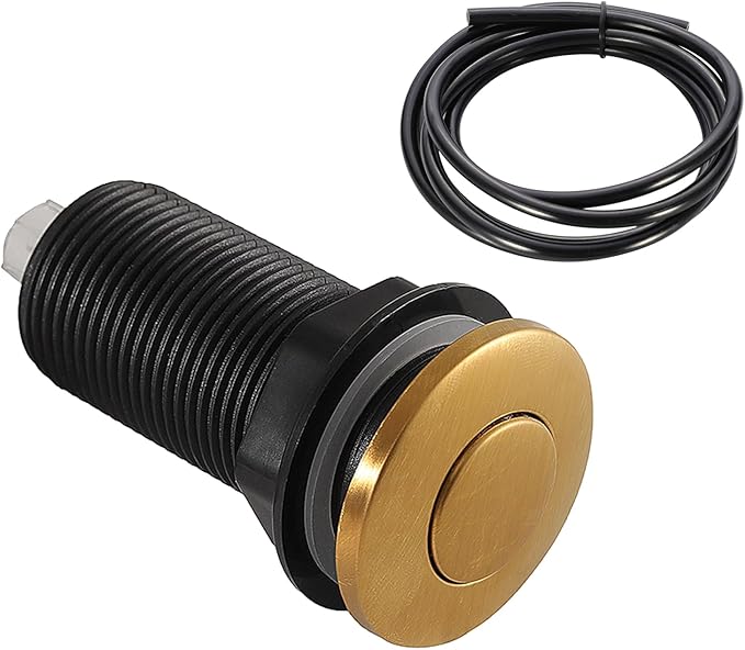 RQYEKDO Garbage Disposal 2.5" Air Switch Kitchen Sink Top Long Stainless Steel Brushed Nickel Long for Food and Waste Disposal On/Off Air Button Parts Gold