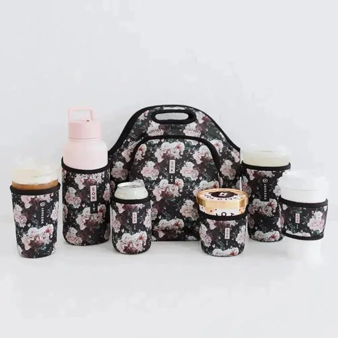 Sok It JavaSok Iced Coffee & Cold Soda Insulated Neoprene Cup Sleeve (Bloom at Night, Medium: 22-28oz)