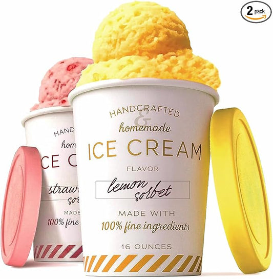 Stock Your Home 16oz Ice Cream Containers with Airtight Silicone Lids (2-Pack) Reusable 1 Pint Ice Cream Container for Storing Gelato, Sorbet, and Frozen Yogurt