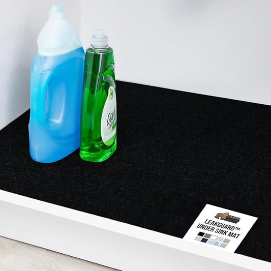 GORILLA GRIP LeakGuard Non-Adhesive Under Sink Mat for Kitchen Cabinet, 24x60, Waterproof Quick Dry Shelf Liner, Durable Absorbent Felt Mats for Bathroom Sinks, Cabinets, Dresser, Easy to Trim, Black