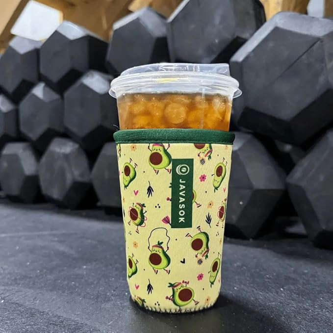 Sok It JavaSok Iced Coffee & Cold Soda Insulated Neoprene Cup Sleeve (Get Movin', Medium: 22-28oz)