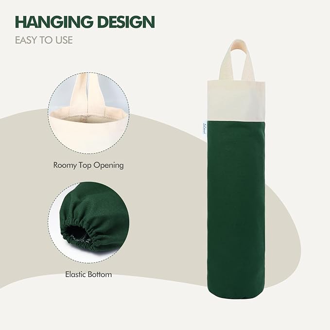 Plastic Bag Holder, Wall Mount Grocery Bag Holder for Plastic Bags Storage, Cotton Shopping Garbage Sack Organizer, Large Trash Bag Dispenser for Home Kitchen Decor