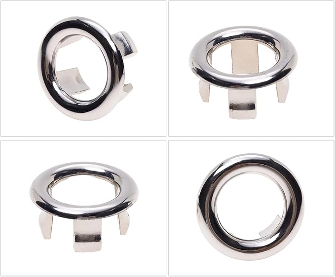 10Pcs Sink Overflow Cover Rings, 30mm / 1.18" Plastic Electroplating Big Hole Sink Basin Trim Overflow Cover Hole Insert, for Home, Sinks, Bathroom, Kitchen (Type-A)