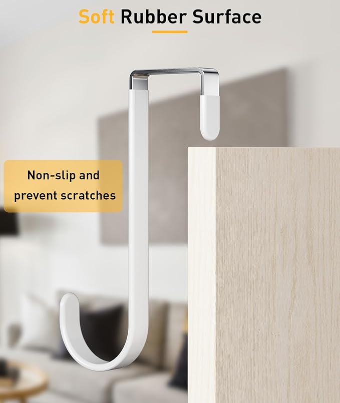 12 Pack Over The Door Hooks, Door Hanger Hook, Towel Hooks for Hanging, Towel Hanger for Bathroom, Fit 1 3/8" Door White, Dorm Room Essentials