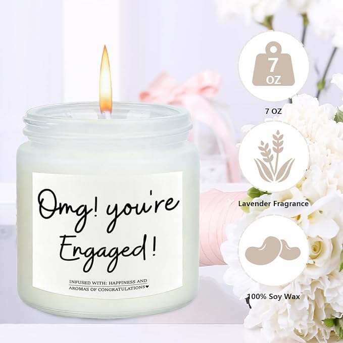 Engaged Engagement Gifts for Couples Her Engagement Party Decorations for Couple Wine Bag Scented Candles Set Pairs Well with Getting Engaged Wine Bag Omg Candles