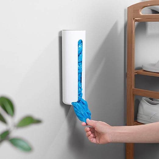 Grocery Bag Holder Wall for Plastic Bag,Mounted with Wood Lid - Plastic Bag Holder with Suction Cup for Kitchen
