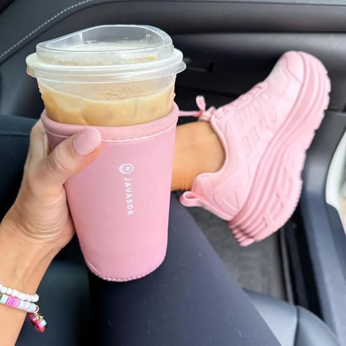 Sok It JavaSok Iced Coffee & Cold Soda Insulated Neoprene Cup Sleeve (Millennial Pink, Large: 30-32oz)