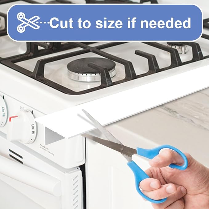 Silicone Stove Gap Covers Folding,25 Inches Stove Gap Filler 2pcs,Kitchen Sealing Strip Between Electric Stove,Countertop,Oven Spacer White