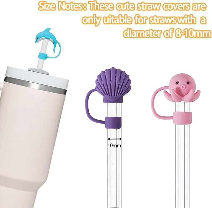 11Pcs Straw Cover for Stanley Cup, Silicone Straw Topper for Stanley Cup 30&40oz with Tumblers, 10mm 0.4in Lid Accessories (Reusable)