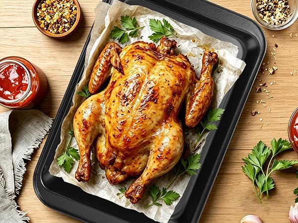 5-Piece Nonstick Baking Pans Set - Professional Grade Carbon Steel Bakeware with Premium Coating- Dishwasher Safe, Stackable, Oven Safe to 450°F (Black-5PCS)