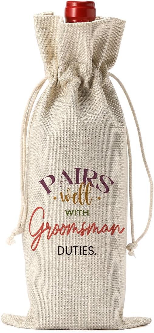 FBCCZEY Groomsmen Proposal Wine Bag - Best Man and Wedding Engagement Gifts for Groomsmen - Pairs Well With Groomsman Duties Wine Bottle Bags
