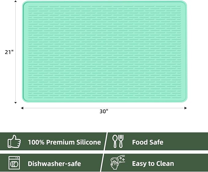 LONGKING 30" x 21" Stove Top Cover for Electric Stove - Silicone Stove Mat for Glass Top Stove, Glass Cooktop Protector, Dish Drying Mats For Kitchen, Range Covers for Electric Stove, Aqua