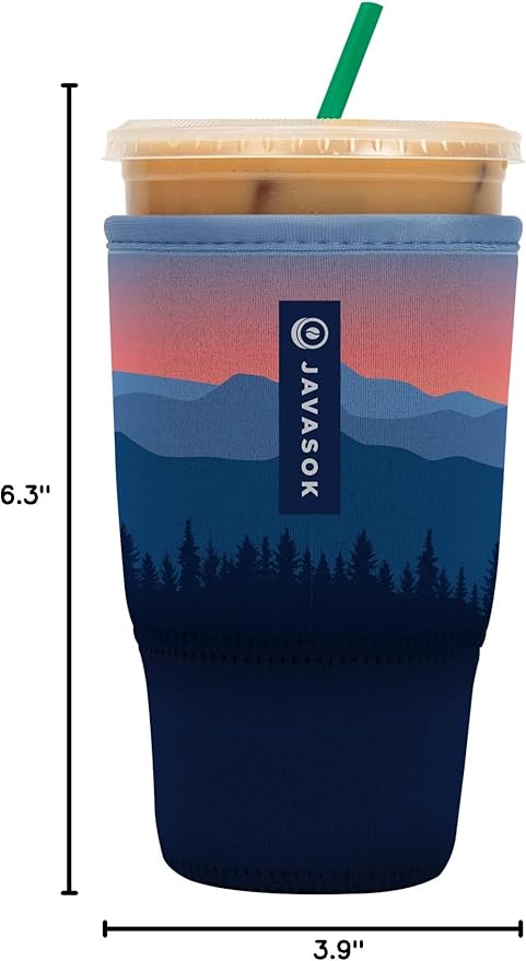 Sok It JavaSok Iced Coffee & Cold Soda Insulated Neoprene Cup Sleeve (Blue Ridge, Large: 30-32oz)