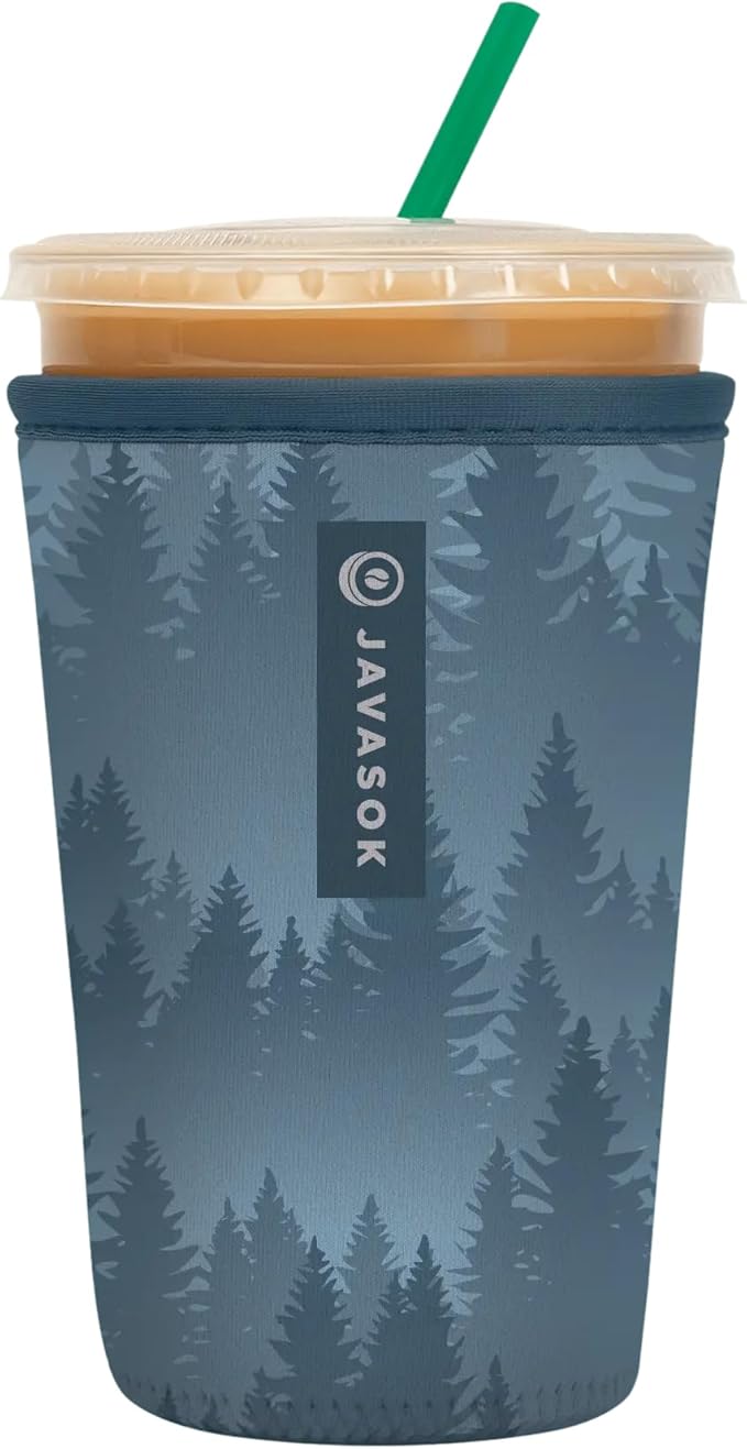 Sok It JavaSok Iced Coffee & Cold Soda Insulated Neoprene Cup Sleeve (Foggy Woods, Medium: 22-28oz)